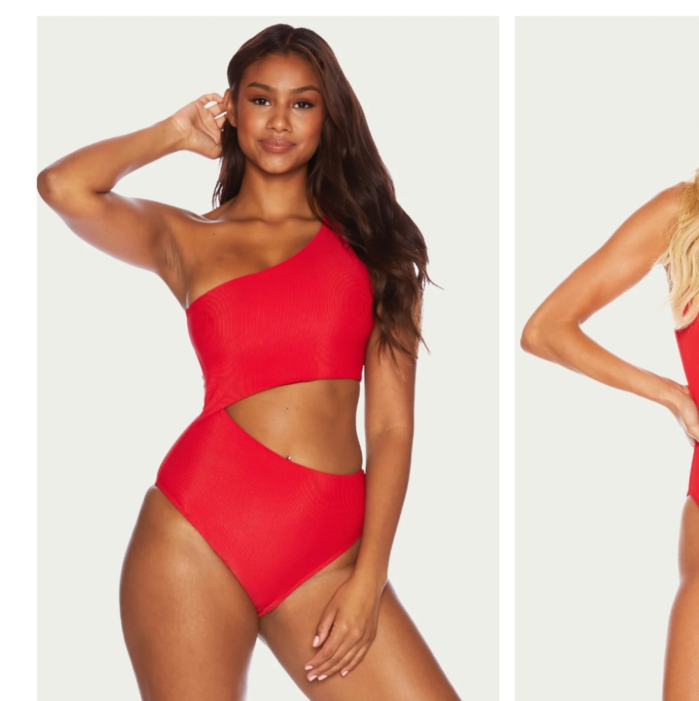 Beach Riot One-Shoulder Cutout Swimsuit in Red